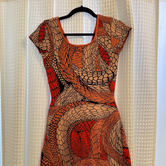 Issa London Snake Pattern Jacquard Knit Bodycon Mini Dress - Picture 1 of 4